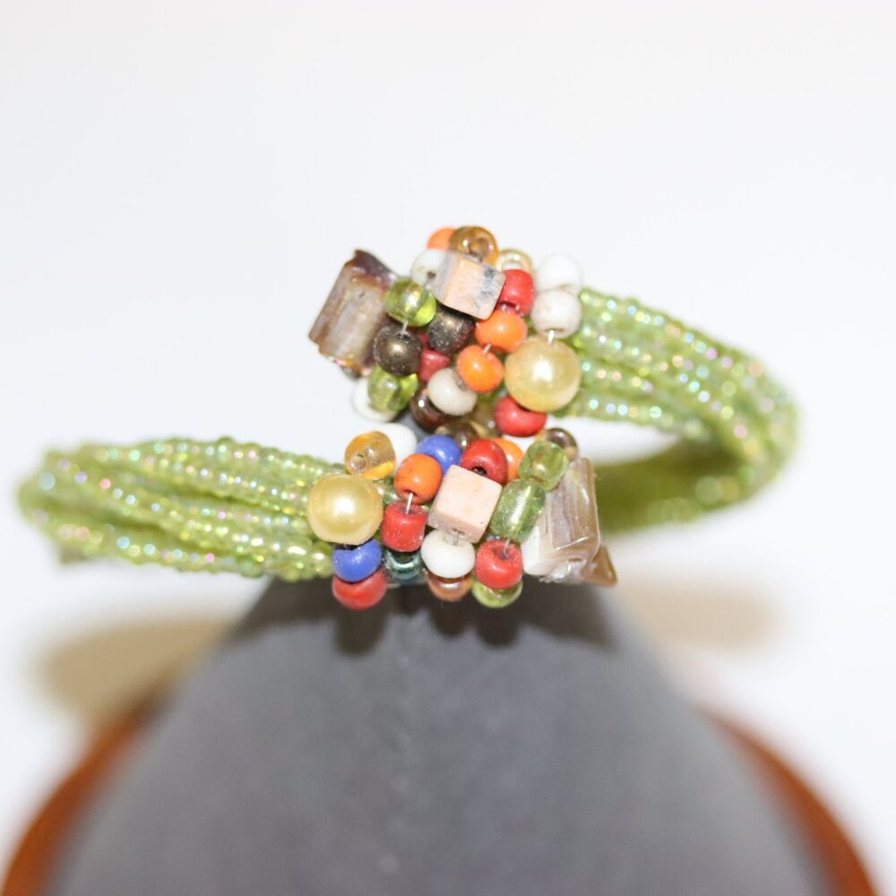 Sundance Lime Green Glass Bead Wrap Bracelet